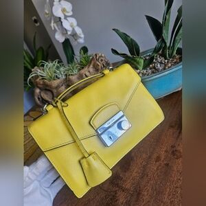 Authentic Prada Saffiano Leather yellow clutch/ shoulder bag